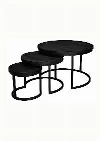 Black Finished Solid Mango Wood Coffee Table