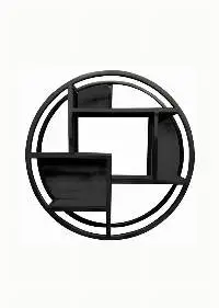Black Finished Solid Mango Wood Wall Rack