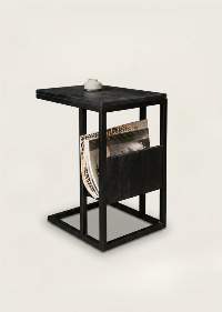 Black Finished Solid Mango Wood Bedside Table