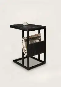 Black Finished Solid Mango Wood Bedside Table