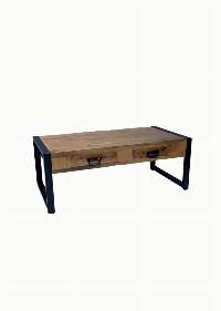 Premium Wooden Iron 2-Drawer Coffee Table