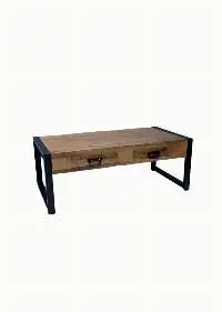 Premium Wooden Iron 2-Drawer Coffee Table
