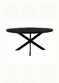 Wooden Iron Oval Dining Table Black Finish
