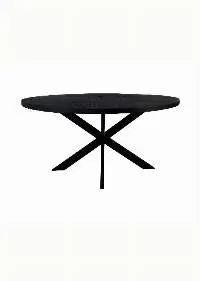 Wooden Iron Oval Dining Table Black Finish