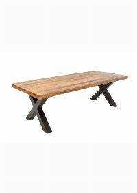 Wooden Iron Dining Table Natural Finish 