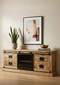 Premium Handcrafted Wooden Iron TV Cabinet