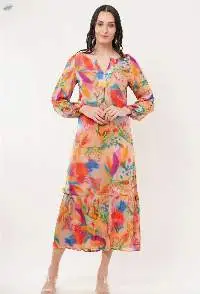 Tropical Bloom Printed Long Dress