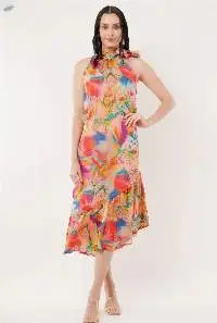Tropical Bloom Printed Long Dress