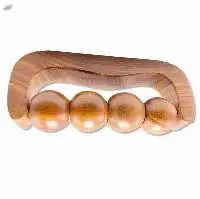 Rose Wood Handheld 7" 4 Roller Unisex Massager