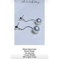 White Pearl Chain Earings