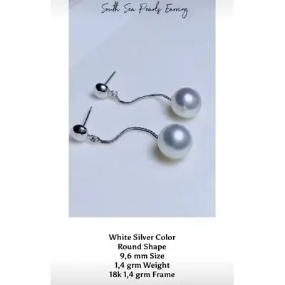 White Pearl Chain Earings