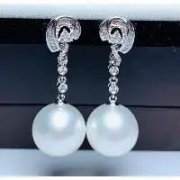 Diamond Pearl Hanging Earings