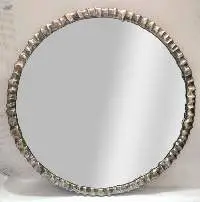 30" Round Nickel Alumn Victorian Mirror