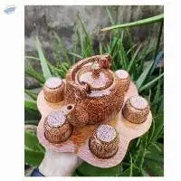 Wooden Coconut Teacup Set