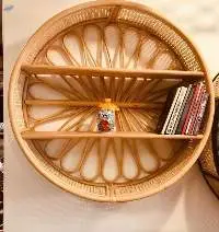 Beautiful Rattan Cane Shelves Wall Hanging