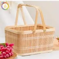 Vintage Woven Storage Basket With Handle