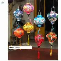 Red Silk Lantern With Flower Pattern