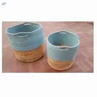 Jute & Cotton Braided Basket - Set Of 2 Pcs