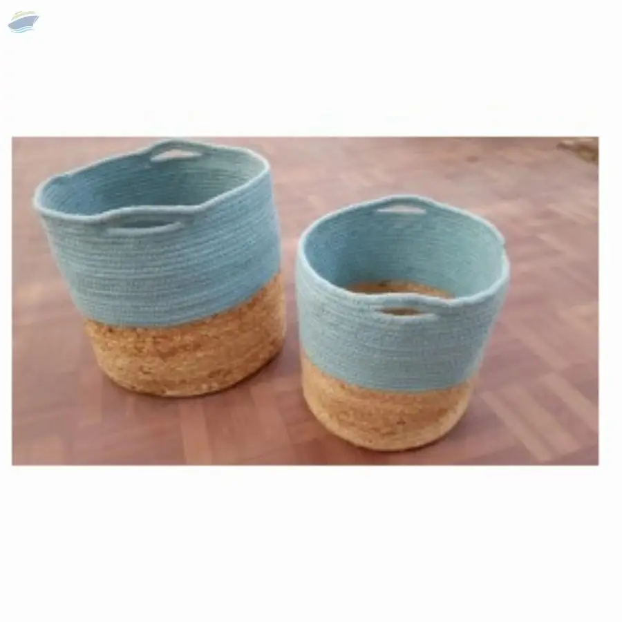Jute & Cotton Braided Basket - Set Of 2 Pcs