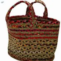 Venn Designn Women's Jute Hand Bag (Multicolour)