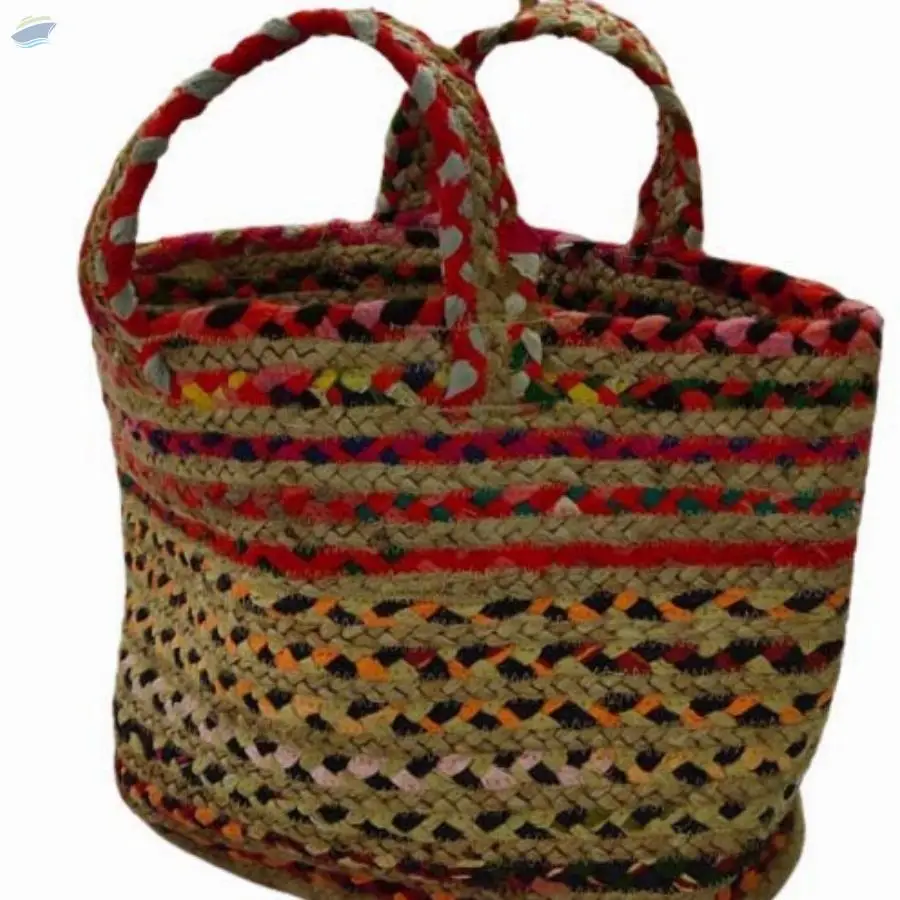 Venn Designn Women's Jute Hand Bag (Multicolour)