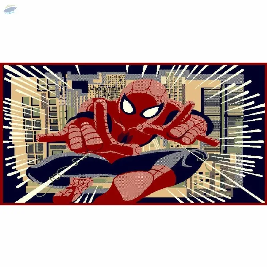 Home Spiderman Style Kids Carpet Multi-Color
