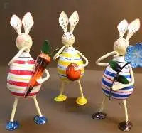 Iron Hand Painted Rabbit Figurine Multicolour