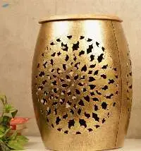 Wooden With Iron Cut Work Stool