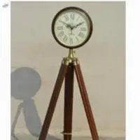 Vintage Wooden Clock With Tripod
