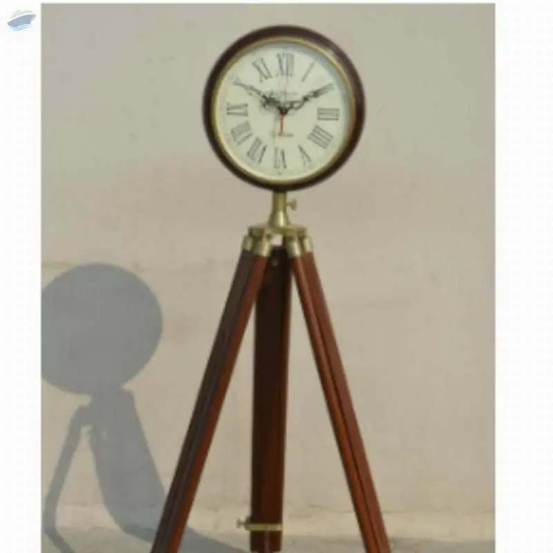 Vintage Wooden Clock With Tripod