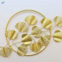 Metal Leaf Round Wall Hanging Art