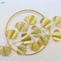 Metal Leaf Round Wall Hanging Art