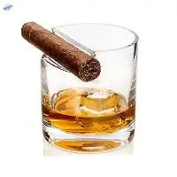 whiskey glass with cigar holder