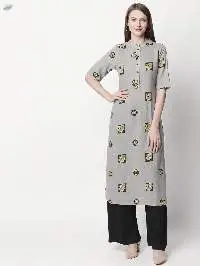 Womens Rayon Printed Regular Kurti Grey