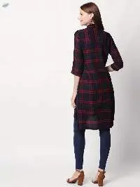 Red Front Ultra Tunic Rayon Fabric Black Kurti