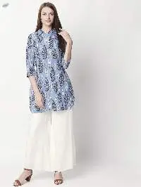 Light Blue Printed Rayon Fabric Kurti