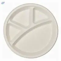 Round Compartment Plate Biodegradables Tableware