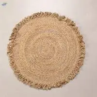 Round Woven Jute Natural Rug Ondes