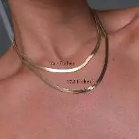 18K Gold Herringbone Choker Necklace