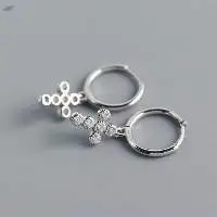 Cross Shaped Charm Huggie Hoop Earrings
