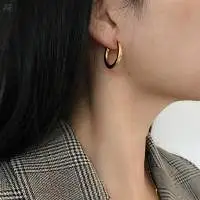 Thick Pipe Earrings Chunky Gold Tube Hoop