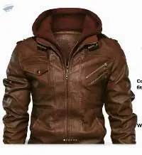 AR-0007 Men Hoody Leather Jacket