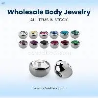 Wholesale Set of Surgical Steel Half Jewel Balls