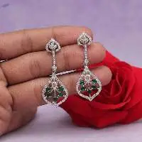 Brass Silver Plated American Diamond Earrings