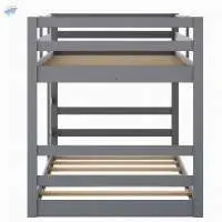 Twin Over Twin Bunk Bed with Ladder, Gray
