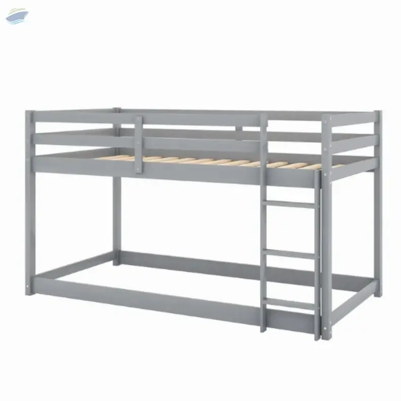 Twin over Twin Floor Bunk Bed with Ladder