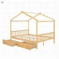 Twin Size House Platform Bed with Headboard