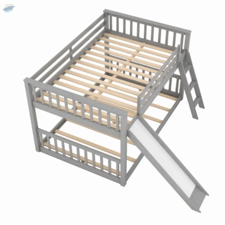 Full over Full Bunk Bed with Convertible Slide