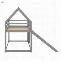 Twin Size Bunk House Bed with Slide and Ladder