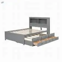 Full Size platform bed with trundle drawers
